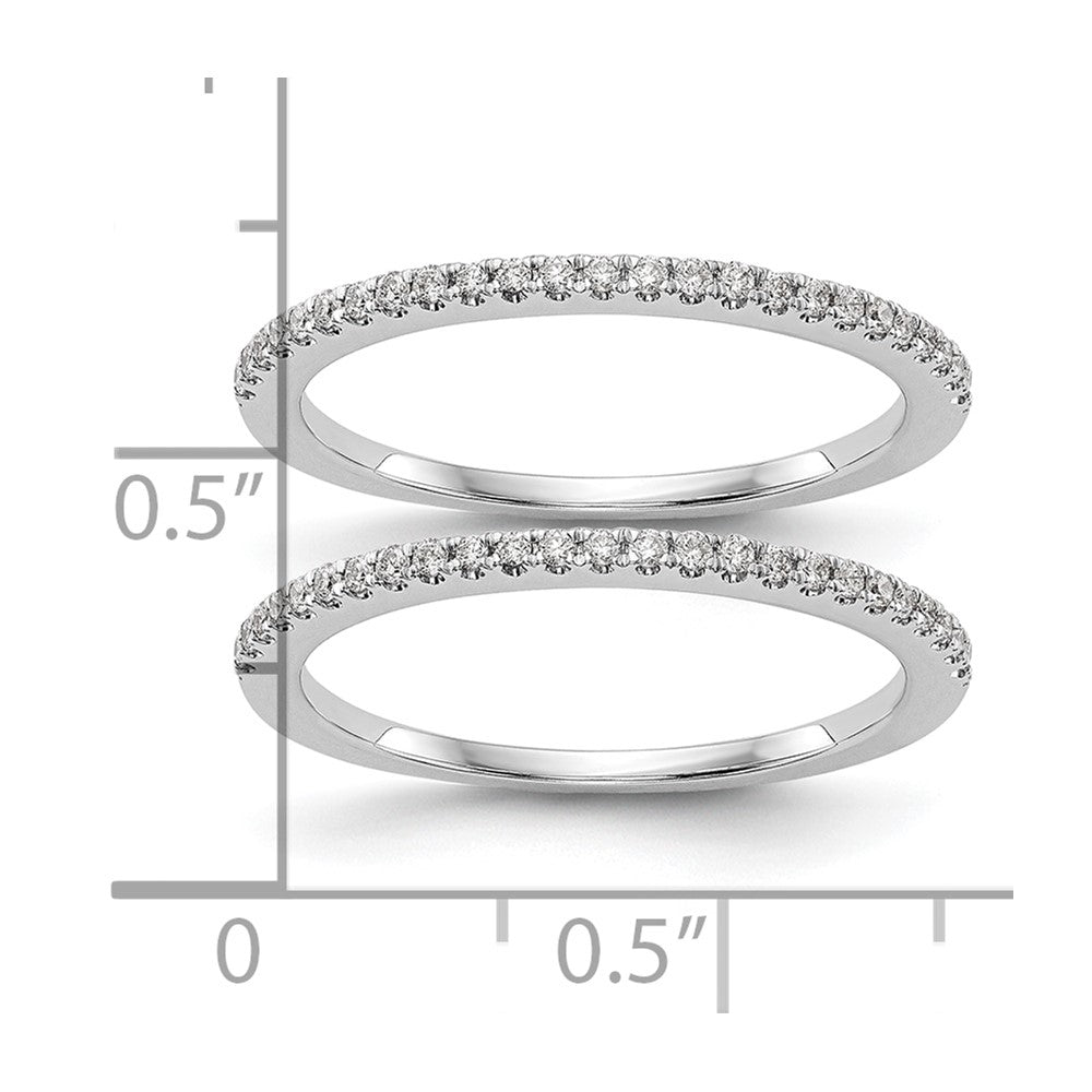 14k White Gold Real Diamond Set of 2 Wedding Bands