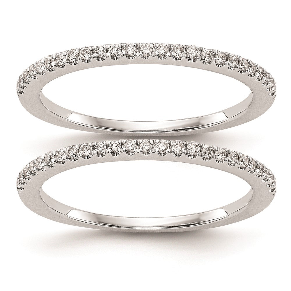 0.25ct. CZ Solid Real 14k White Gold Set of 2 Wedding Wedding Band Rings