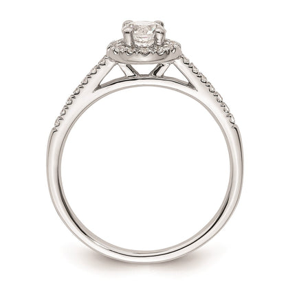 0.33ct. CZ Solid Real 14K White Gold Round Halo Engagement Ring