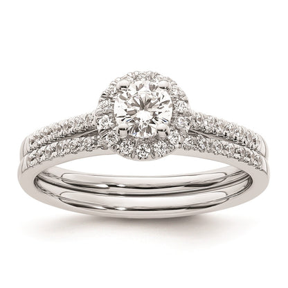 0.33ct. CZ Solid Real 14K White Gold Round Halo Engagement Ring