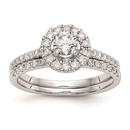 0.33ct. CZ Solid Real 14K White Gold Round Halo Engagement Ring