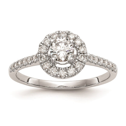 0.33ct. CZ Solid Real 14K White Gold Round Halo Engagement Ring