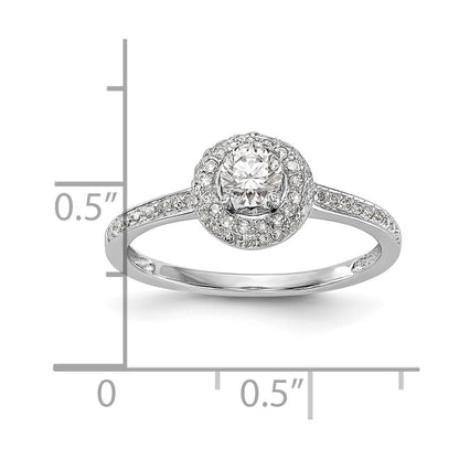 0.25ct. CZ Solid Real 14K White Gold Round Halo Engagement Ring