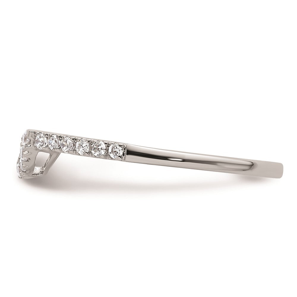 14k White Gold Real Diamond Contour Wedding Band
