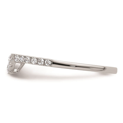 14k White Gold Real Diamond Contour Wedding Band