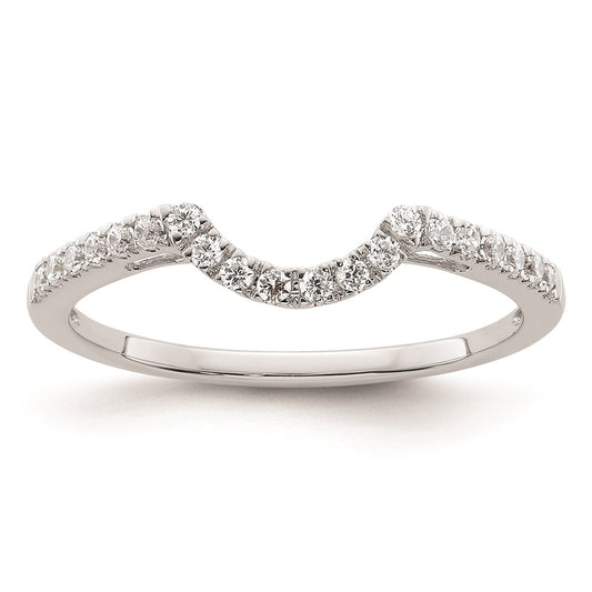 14k White Gold Real Diamond Contour Wedding Band