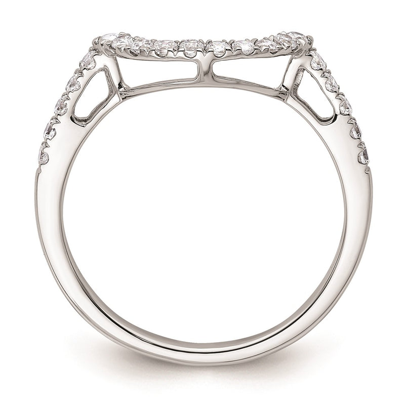 14k White Gold Real Diamond Contour Wedding Band