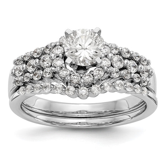 1 1/6 Ct. Natural Diamond Bridal Engagement Ring Set in 14K White Gold