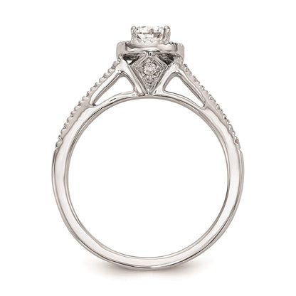 0.33ct. CZ Solid Real 14K White Gold Round Halo Engagement Ring