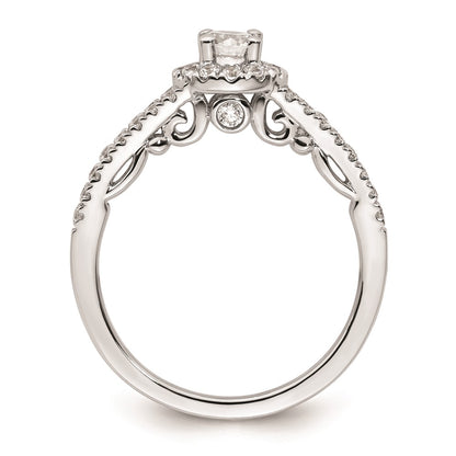 0.25ct. CZ Solid Real 14K White Gold Round Halo Engagement Ring