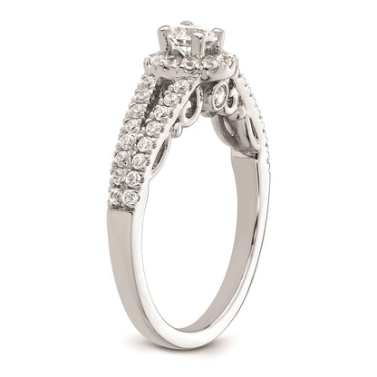 0.25ct. CZ Solid Real 14K White Gold Round Halo Engagement Ring