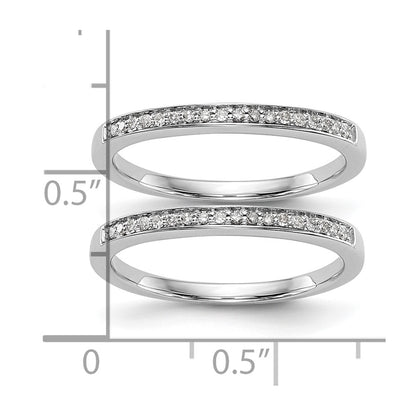 0.16ct. CZ Solid Real 14k White Gold Set of 2 Wedding Wedding Band Ring