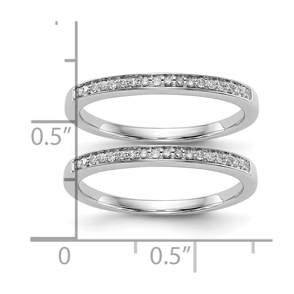 14k White Gold Real Diamond Set of 2 Wedding Band
