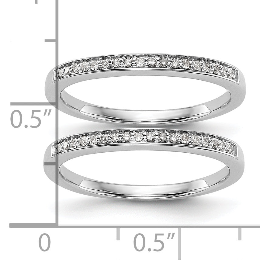 0.16ct. CZ Solid Real 14k White Gold Set of 2 Wedding Wedding Band Ring