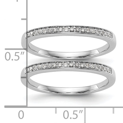 0.16ct. CZ Solid Real 14k White Gold Set of 2 Wedding Wedding Band Ring