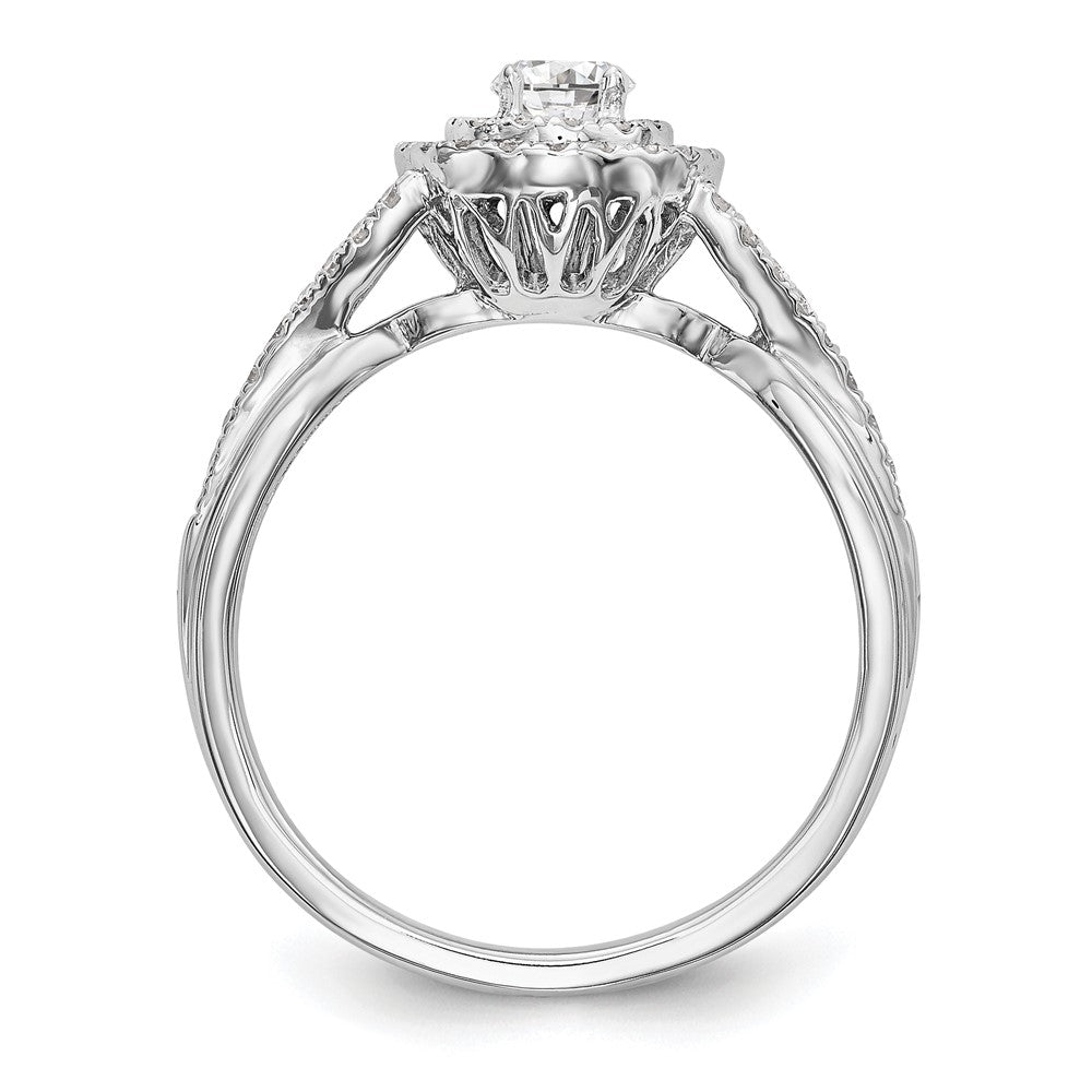 3/4 Ct. Natural Round Diamond Halo Engagement Bridal Ring 14K White  Gold