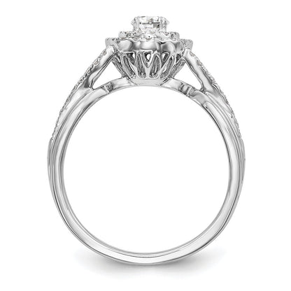 3/4 Ct. Natural Round Diamond Halo Engagement Bridal Ring 14K White  Gold