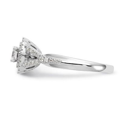 3/4 Ct. Natural Round Diamond Halo Engagement Bridal Ring 14K White  Gold
