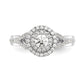 3/4 Ct. Natural Round Diamond Halo Engagement Bridal Ring 14K White  Gold