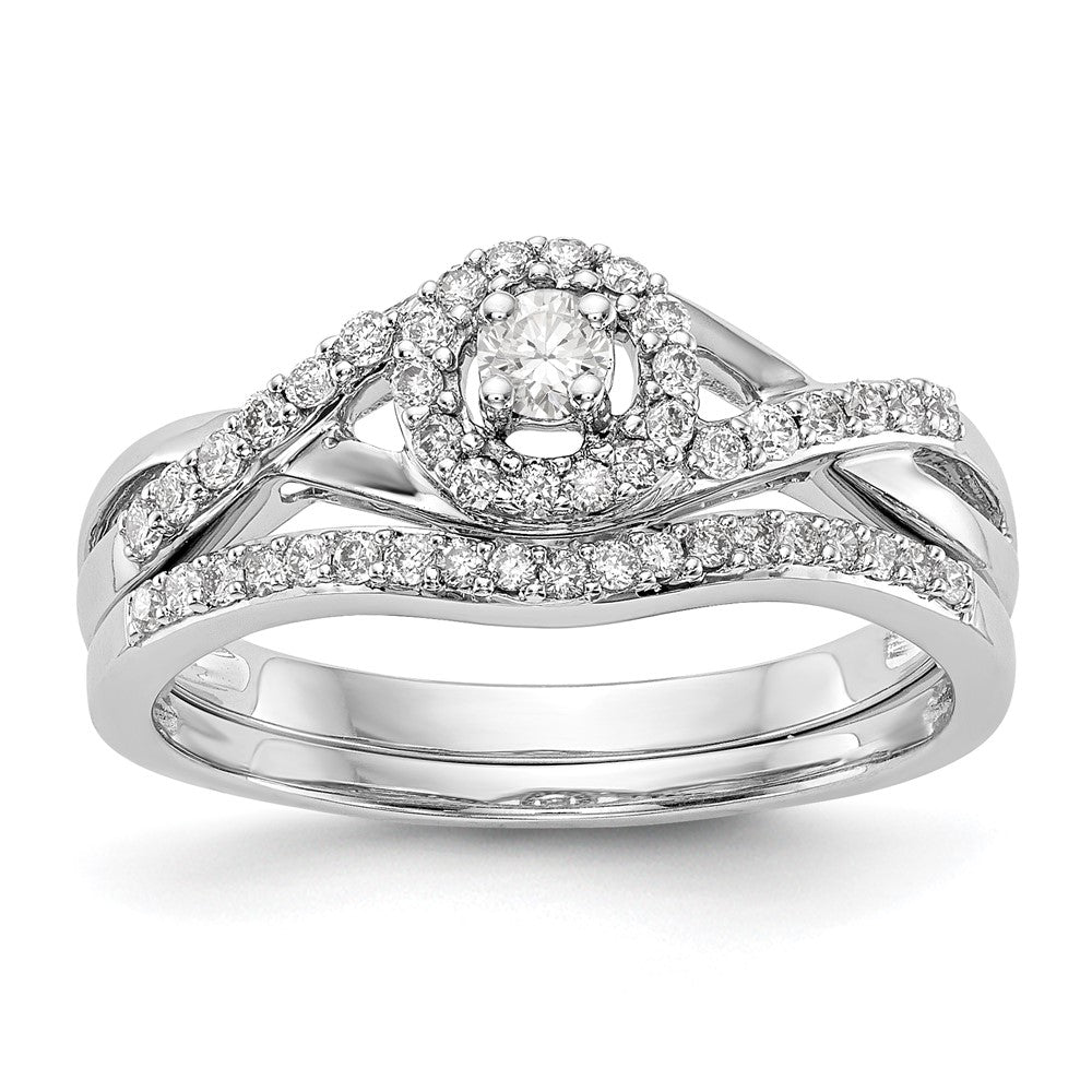 0.4 Ct. Natural Diamond Halo Infinity Bridal Engagement Ring Set in 14K White Gold