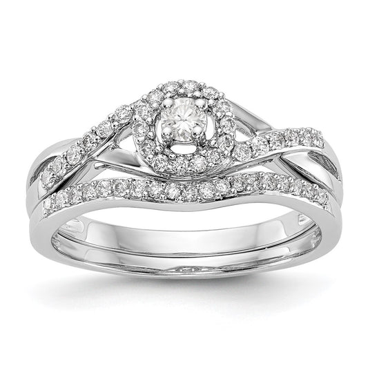 0.4 Ct. Natural Diamond Halo Infinity Bridal Engagement Ring Set in 14K White Gold