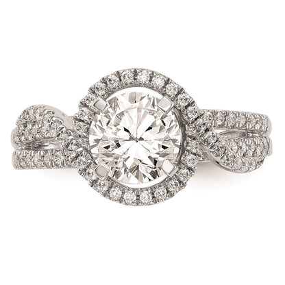 0.30ct. CZ Solid Real 14K White Gold Peg Set Halo Engagement Ring