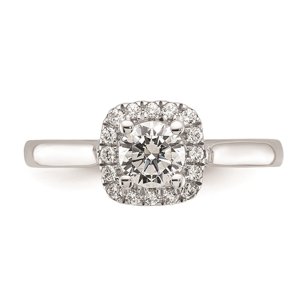 0.50ct. CZ Solid Real 14K White Gold Princess Cushion Halo Engagement Ring