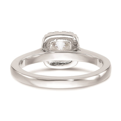 0.50ct. CZ Solid Real 14K White Gold Princess Cushion Halo Engagement Ring
