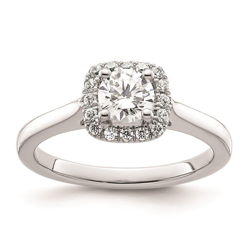 0.50ct. CZ Solid Real 14K White Gold Princess Cushion Halo Engagement Ring