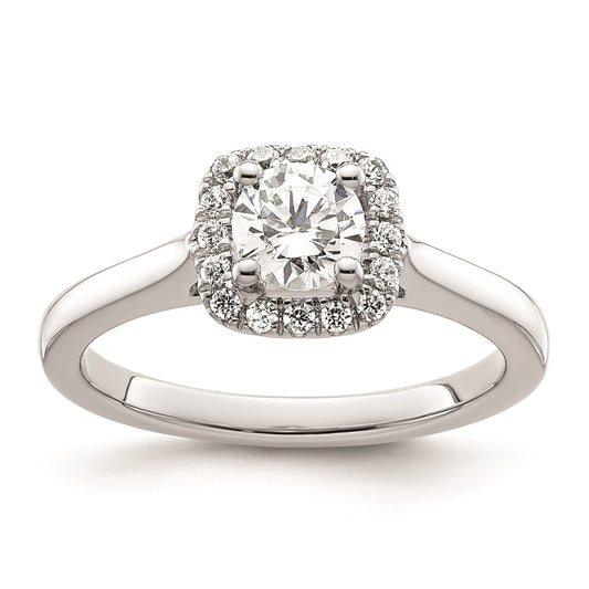 0.50ct. CZ Solid Real 14K White Gold Princess Cushion Halo Engagement Ring
