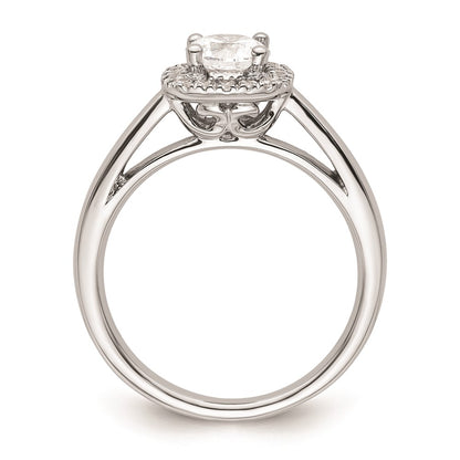 0.75ct. CZ Solid Real 14K White Gold Princess Cushion Halo Engagement Ring