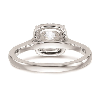 0.75ct. CZ Solid Real 14K White Gold Princess Cushion Halo Engagement Ring