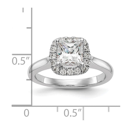 1.00ct. CZ Solid Real 14K White Gold Princess Cushion Halo Engagement Ring