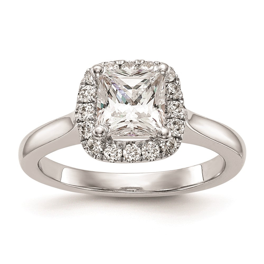 1.00ct. CZ Solid Real 14K White Gold Princess Cushion Halo Engagement Ring