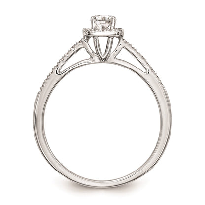 0.20ct. CZ Solid Real 14K White Gold Round Cushion Halo Engagement Ring