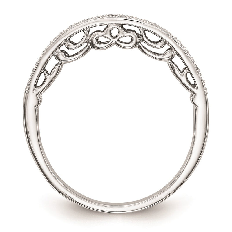 14K White Gold Round Real Diamond Wedding Band