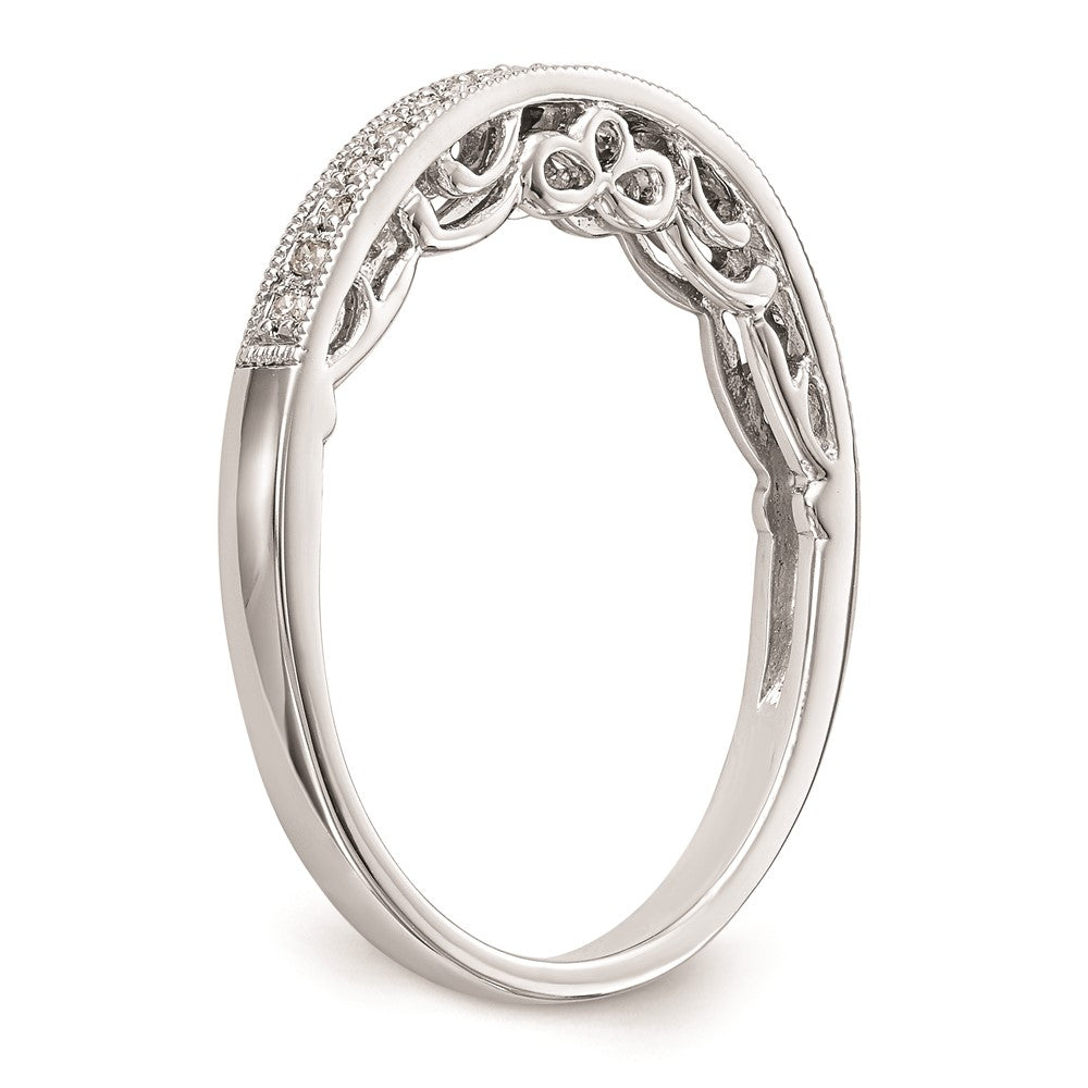 14K White Gold Round Real Diamond Wedding Band