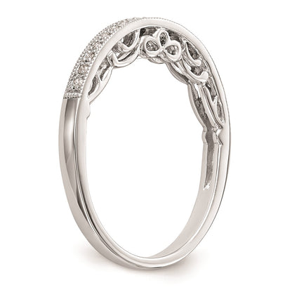 14K White Gold Round Real Diamond Wedding Band