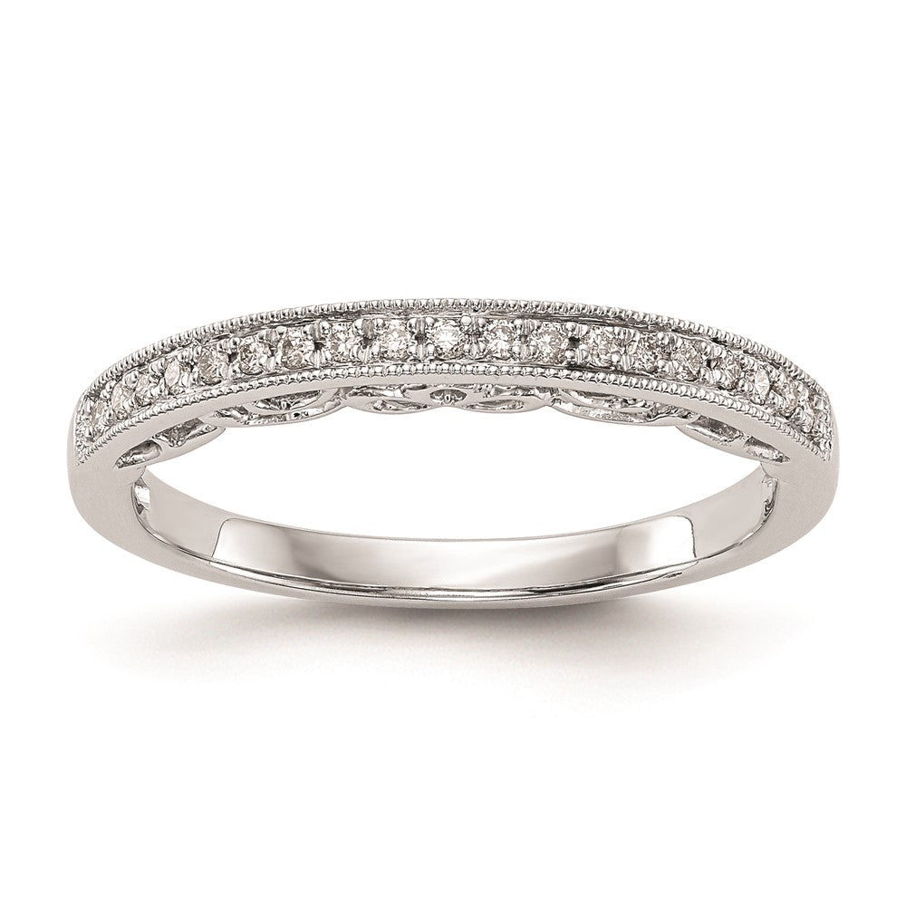 14K White Gold Round Real Diamond Wedding Band