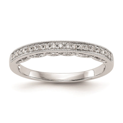 14K White Gold Round Real Diamond Wedding Band