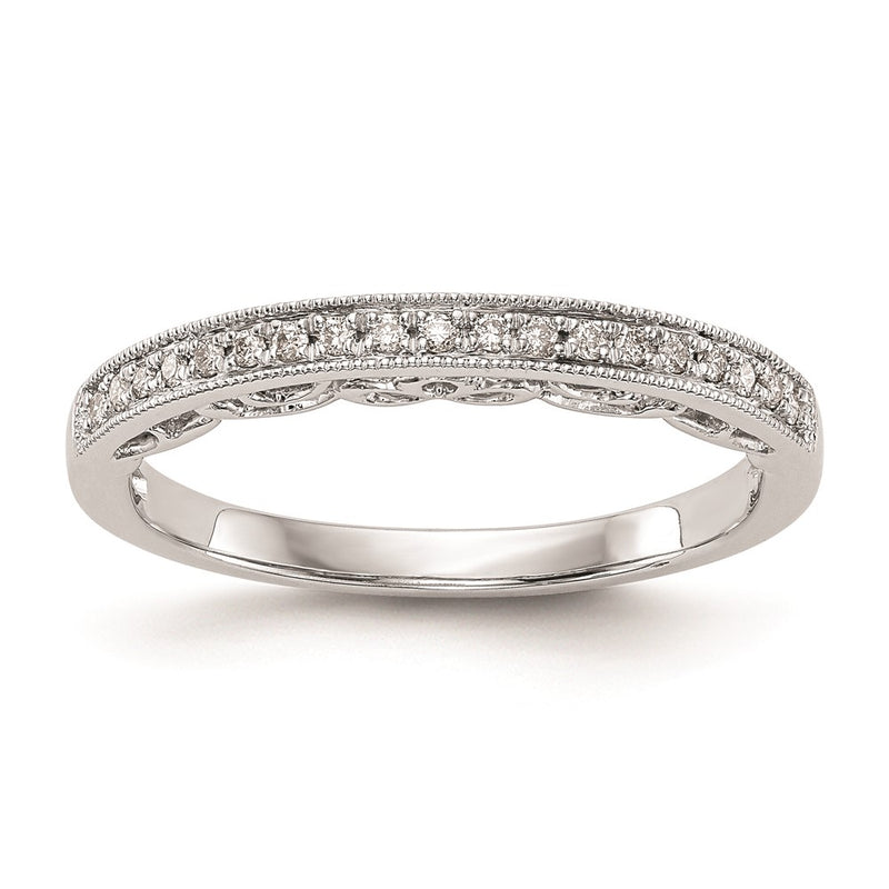 14K White Gold Round Real Diamond Wedding Band
