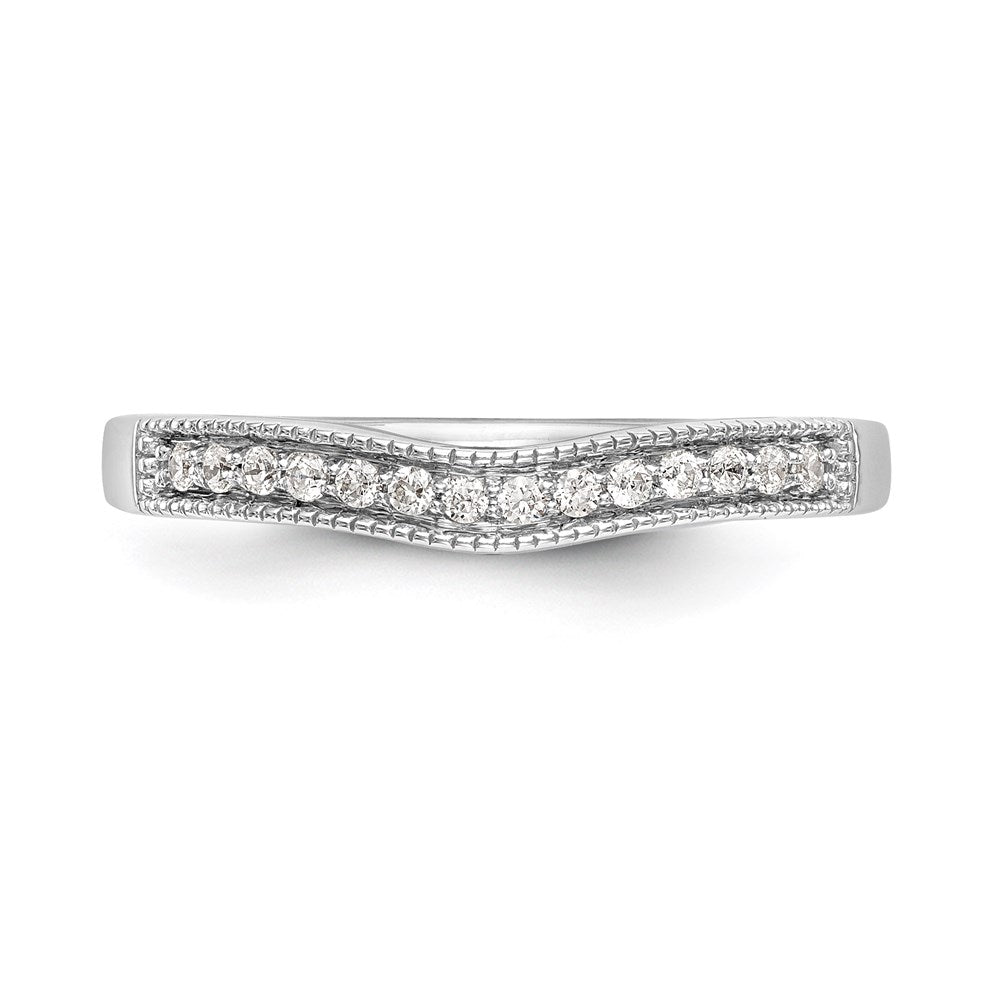 14K White Gold Round Real Diamond Wedding Band