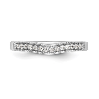 14K White Gold Round Real Diamond Wedding Band