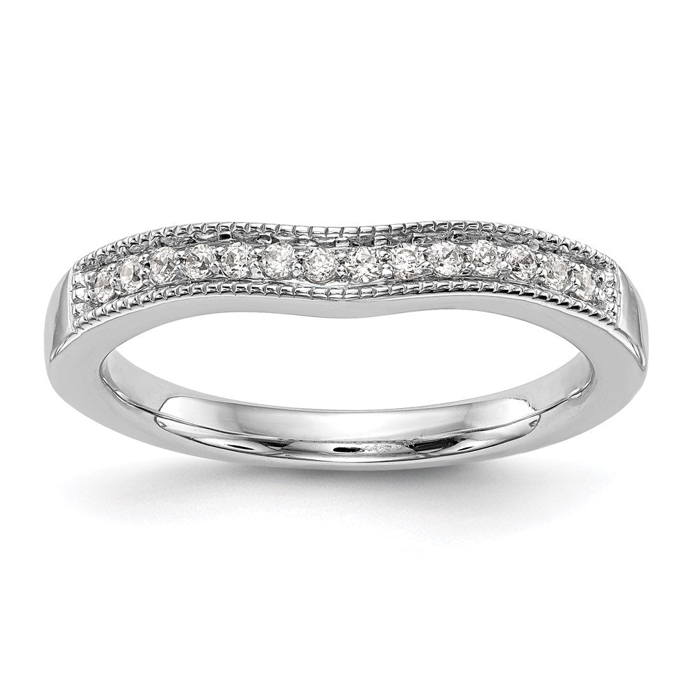 14K White Gold Round Real Diamond Wedding Band