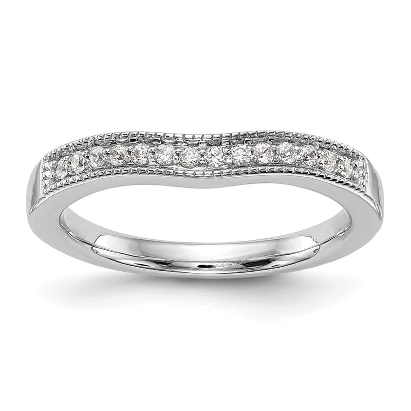 14K White Gold Round Real Diamond Wedding Band