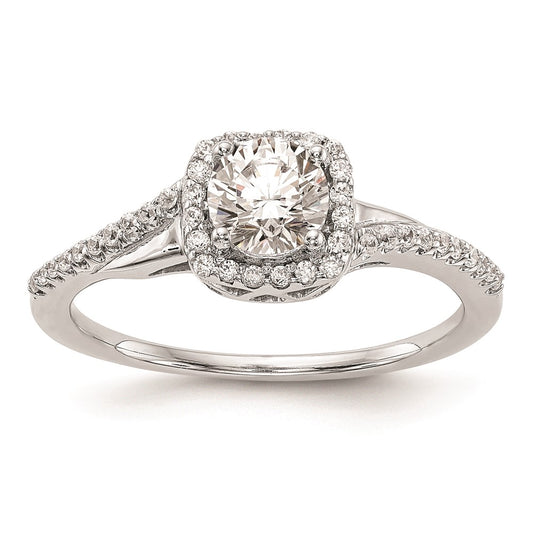 0.50ct. CZ Solid Real 14K White Gold Cushion Halo Engagement Ring