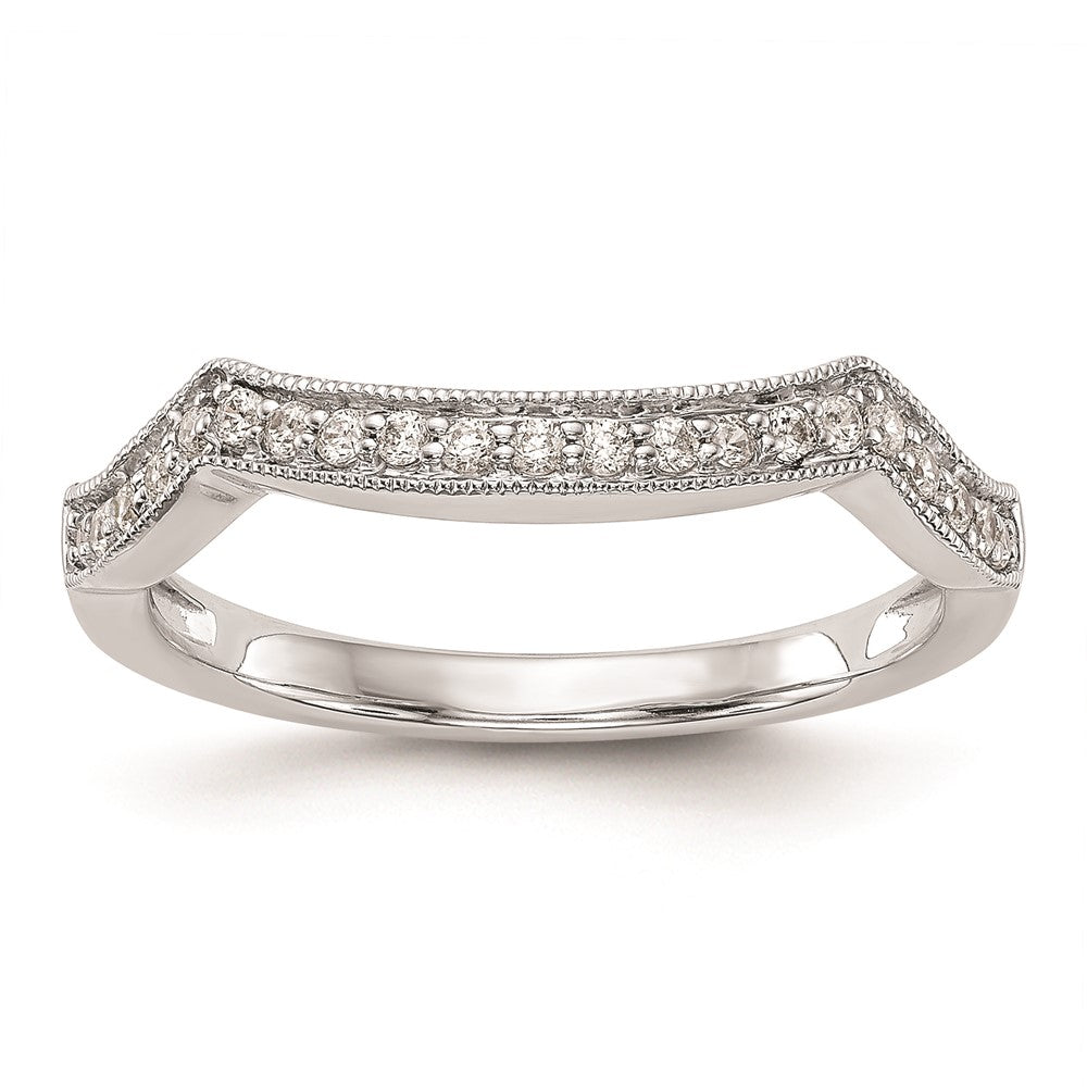 0.17ct. CZ Solid Real 14K White Gold Wedding Wedding Band Ring