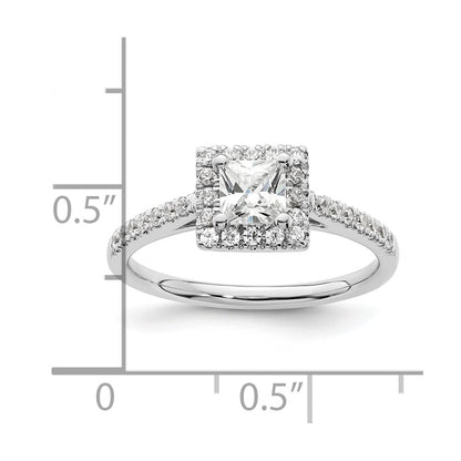 0.50ct. CZ Solid Real 14K White Gold Princess Square Halo Engagement Ring