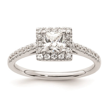 0.50ct. CZ Solid Real 14K White Gold Princess Square Halo Engagement Ring
