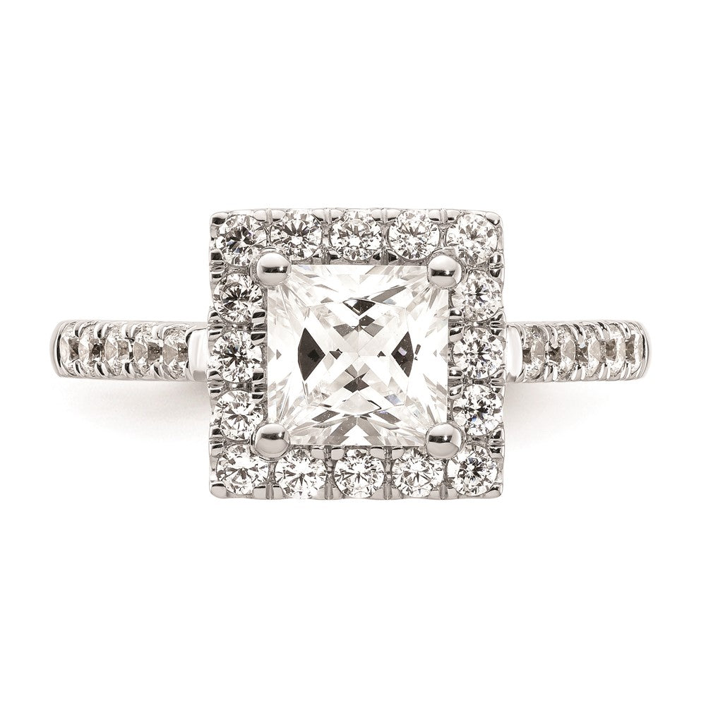 1.25ct. CZ Solid Real 14K White Gold Princess Square Halo Engagement Ring